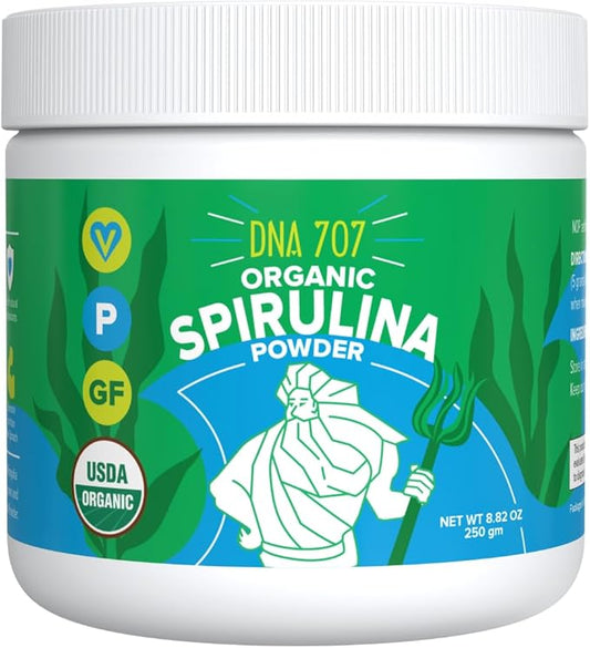 MATCHA DNA DNA707 Premium Organic Spirulina Powder 83 Servings (8.82 oz 250g) Sustainably 100% Vegetarian (250 g