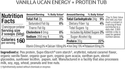 UCAN Energy + Plant Protein Powder 20g Pea 12 Servings