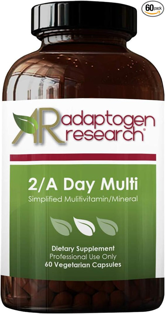 2/A Day Multi | Adult Multivitamin Supplement Iron-Free with Active Folate Quatrefolic, Chelated Minerals, Vitamins A, B6, C, D, E, K, Riboflavin, Thiamin | 60 Vegetarian Capsules