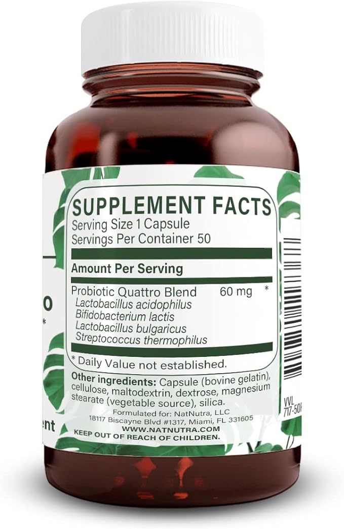 Natural Nutra Probiotic Quattro Supplement 50 Capsules