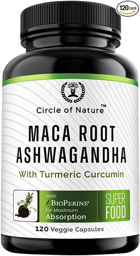 Maca Root 10,000 mg, Ashwagandha 6000mg 120 Capsules