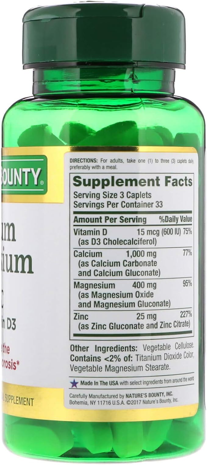 Nature's Bounty Calcium Magnesium & Zinc 100 Count