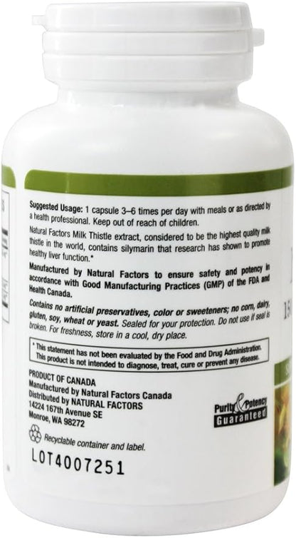 Natural Factors HerbalFactors, Milk Thistle 250 60 Capsules