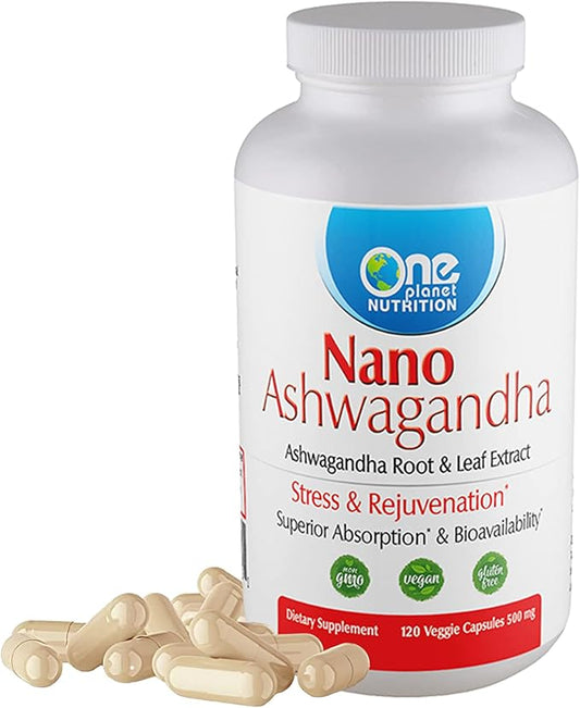 Nano Ashwagandha, 500 mg Ashwagandha Leaf 120 Capsules