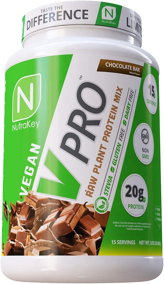 NutraKey V-Pro, Raw Plant Protein Powder, 20g of 2-Pound