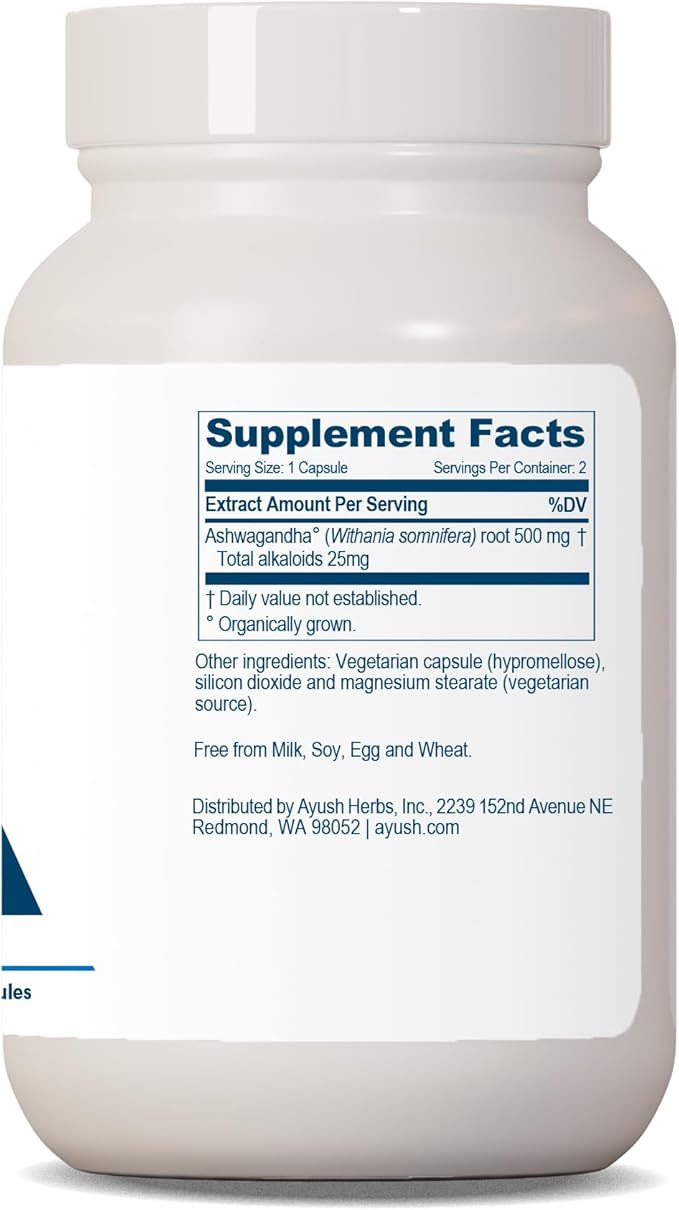 Ayush Herbs Ashwagandha, Ayurvedic Cognitive Support 120 Vegetarian