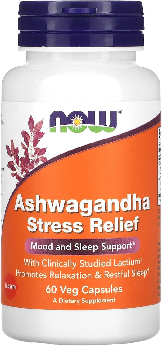 NOW Supplements, Ashwagandha Stress Relief, Mood 60 Veg