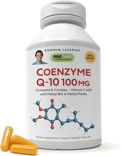 ANDREW LESSMAN Coenzyme Q-10 100 mg 60 Capsules – Essential for Energy Production and Optimum Key Organ Function, Anti-Oxidant Support, Depleted by Aging, Plus B-Complex. Easy to Swallow Capsules