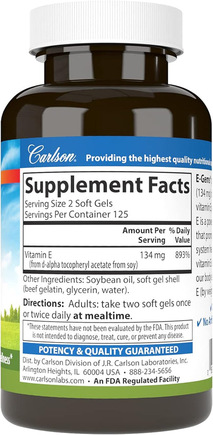 Carlson E-Gems 200 IU (134 mg), 250 Soft