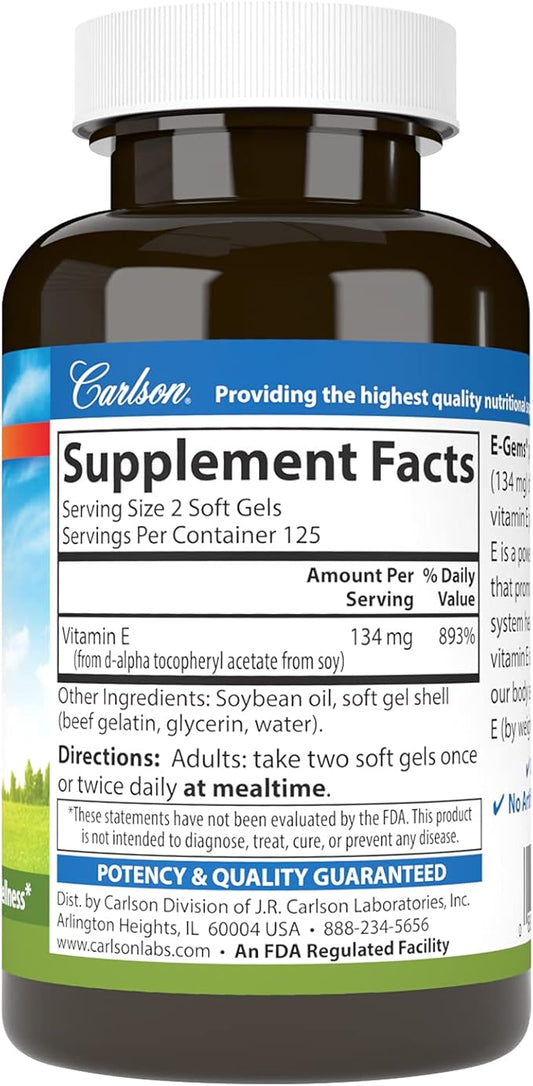 Carlson E-Gems 200 IU (134 mg), 250 Soft