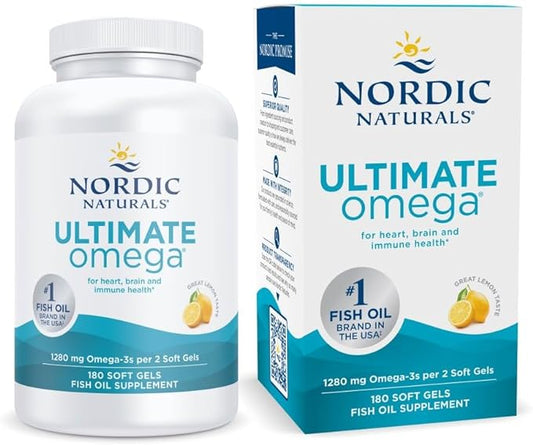 Nordic Naturals Ultimate Omega, Lemon Flavor 180 Soft 1280 mg Omega-3 - Omega-3 Fish 90 Servings