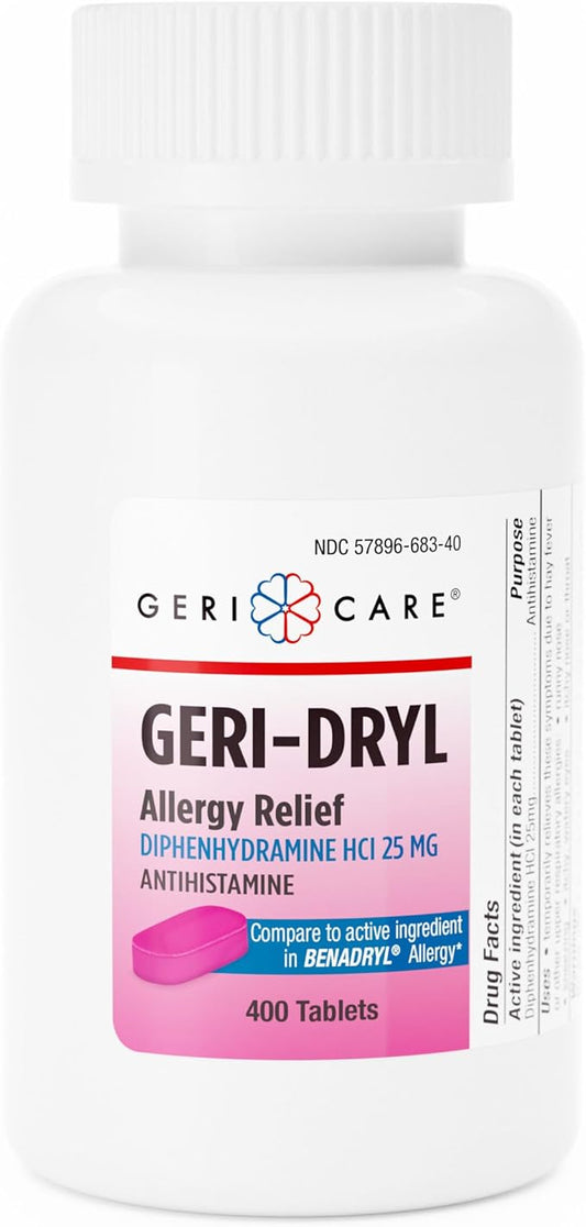 GeriCare Geri-Dryl Diphenhydramine HCl 25mg, Allergy 400 Count 1)