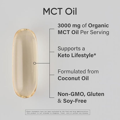 Sports Research Keto MCT Oil Pills from Coconut Oil | Keto Fuel for The Brain & Body - Non-GMO Verified, Soy & Gluten Free Liquid Softgels (240 Count)