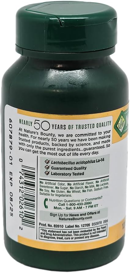 Nature's Bounty Probiotic Acidophilus Tablets, 120