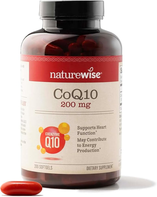 NatureWise CoQ10 200mg Softgels, High Potency CoQ10 200mg 200mg Ubiquinone Q10 Supplements 200 Softgels[200-Day Softgels[200-Day Supply]