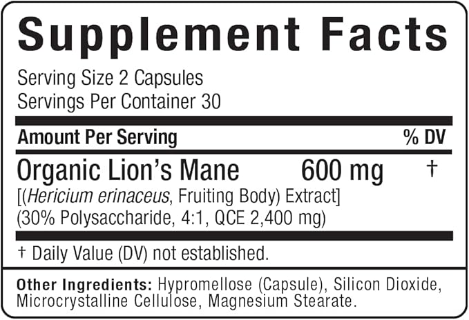 ALLMAX Lion’S Mane - 60 Veggie Capsules - Advanced Nootropic - 30 Servings