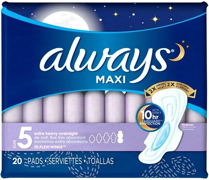 Always Extra Heavy Overnight Maxi Pads 20 Count
