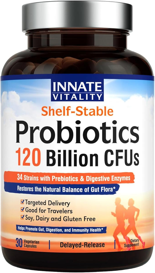 Innate Vitality Probiotics 120 Billion CFUs 34 Strains 30 Vegan