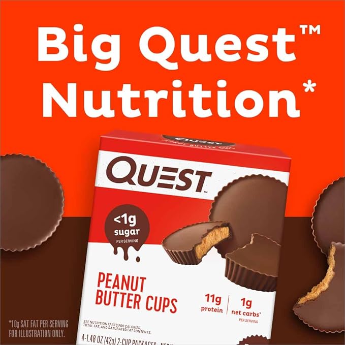 Quest Nutrition Peanut Butter Cups, 11g Protein, 1g Sugar, Low Carb, Gluten Free, Keto Friendly, 12 Count