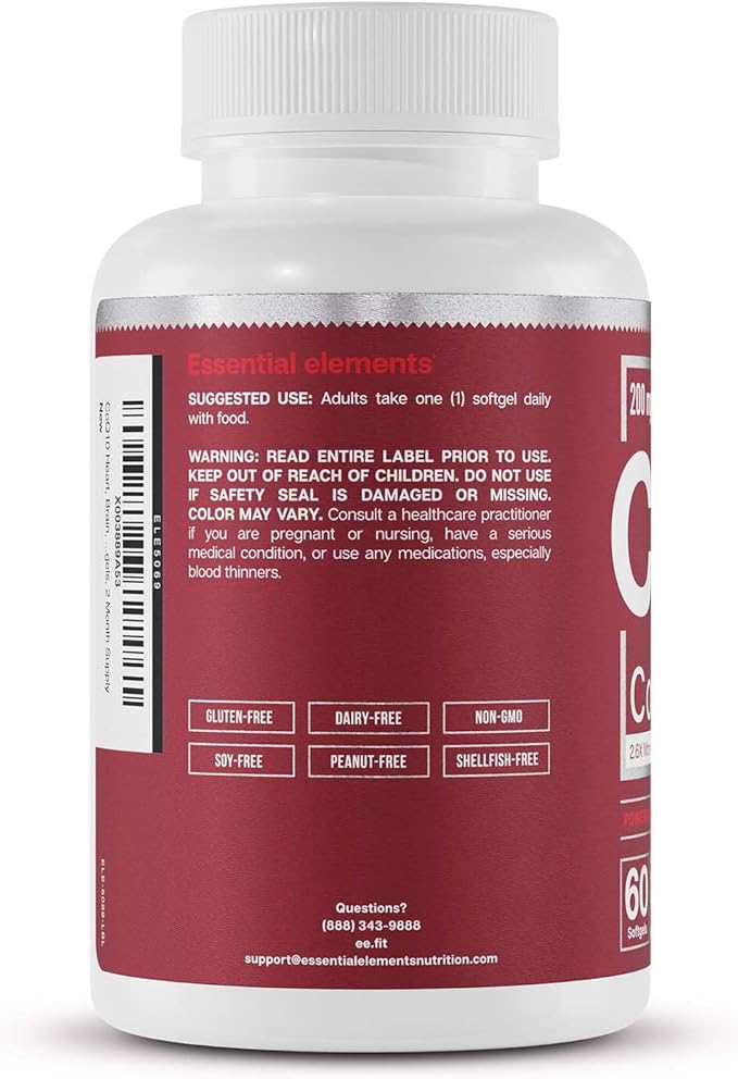 Essential Elements CoQ10 200mg Softgels Q10 Supplement 2.6 Times 60 Count, 2 Month
