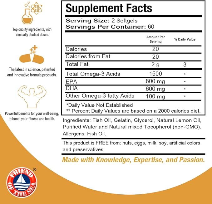 Premium Omega 3 Fish Oil Triple 120 Softgels 5
