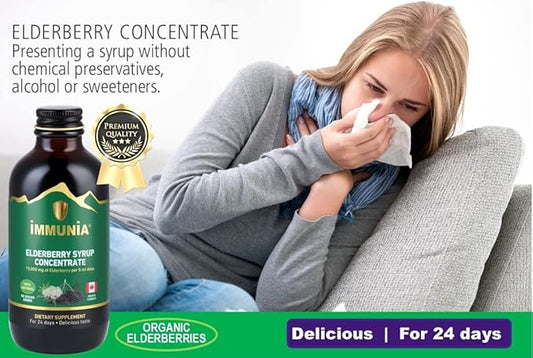Immunia Elderberry Syrup Helps Strengthen The 24 Days/Bottle. (1-Pack)