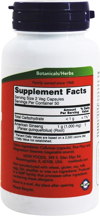 NOW Foods American Ginseng, 100 Capsules, 500 mg 3)