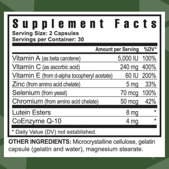 Youngevity Ultimate Vision FX™ - Eye Vitamin & Mineral Supplement Blend - Lutein, CoQ10, Vitamins A, C, E, Zinc, Chromium, Selenium for Eye Health (60 Capsules)