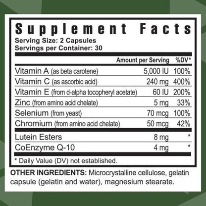 Youngevity Ultimate Vision FX™ - Eye Vitamin & Mineral Supplement Blend - Lutein, CoQ10, Vitamins A, C, E, Zinc, Chromium, Selenium for Eye Health (60 Capsules)