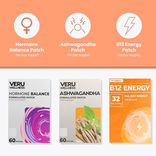 Veru Wellness Hormonal Balance for Women Compete Bundle - Myo-Inositol & D-Chiro, Ashwagandha, Energy - PMS, Mensural, Mood - Stress and Energy (2 Month)