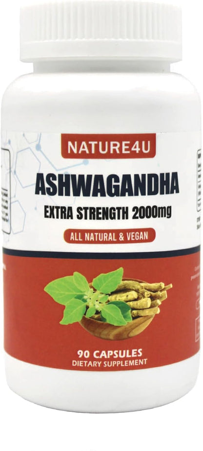 Ashwagandha Extra Strength, Ashwagandha Root Powder 2000mg, Natural 90 Vegan