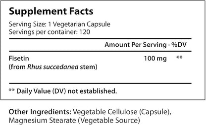 Fisetin Supplement 100mg 120 Vegetarian Capsules
