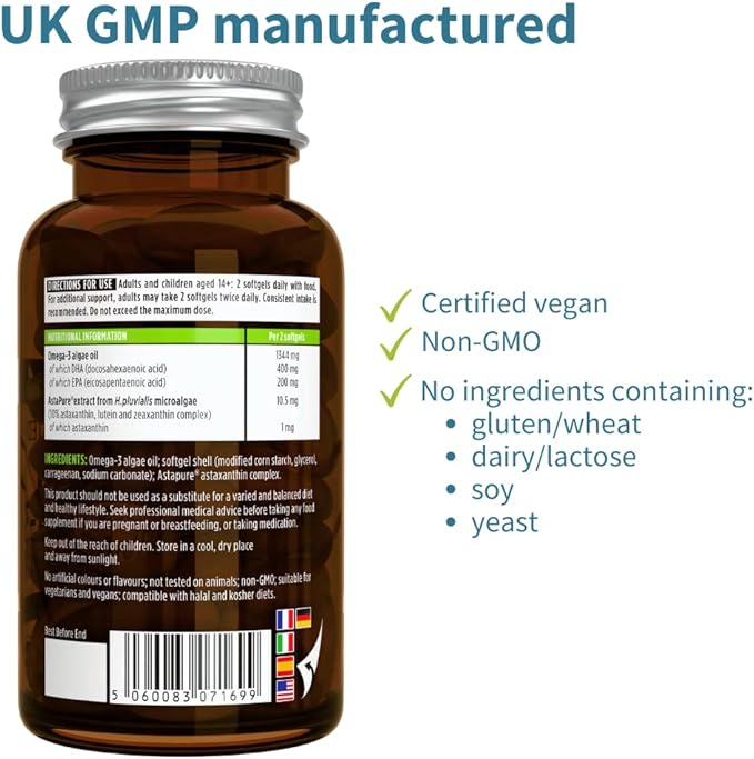 Pure & Essential Vegan Omega 3 600mg DHA 180 Small