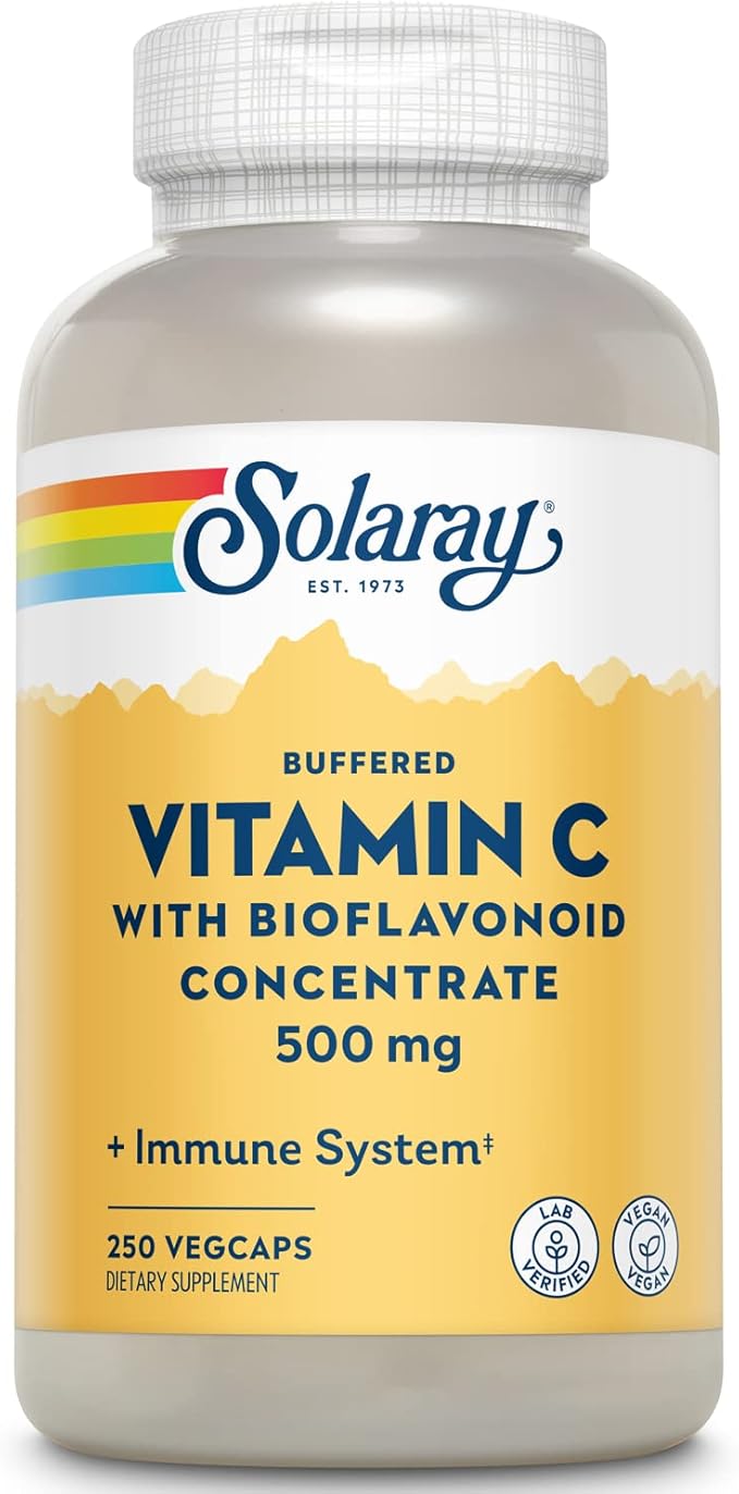 SOLARAY Buffered Vitamin C 500mg 60-Day Guarantee 250 Servings, 250 VegCaps