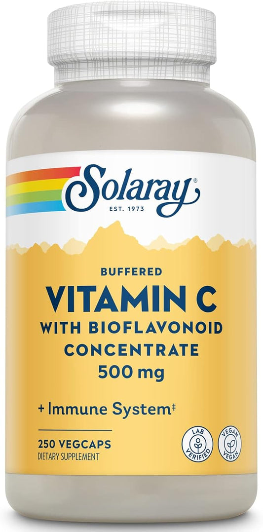 SOLARAY Buffered Vitamin C 500mg 60-Day Guarantee 250 Servings, 250 VegCaps