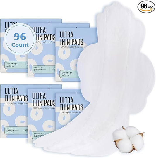 100% Large Organic Pads for Women, 4, 96ct) 96ct)