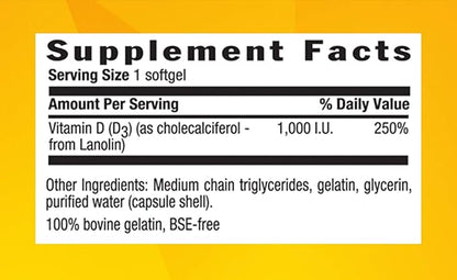 Country Life - Vitamin D3, Non-fish 1000 IU - 100 Softgels