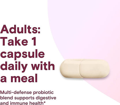 Phillips' Colon Health Daily Probiotic Capsules, 4-in-1 Symptom Defense to help defend against Occasional Gas, Bloating, Constipation, and Diarrhea, Daily Supplement, 60 Count