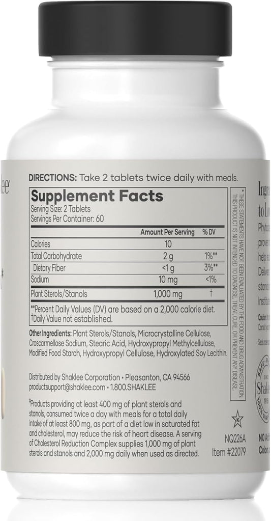 Shaklee - Cholesterol Complex: Plant-Based Formula for Cardiovascular Wellness- 120 Tablets