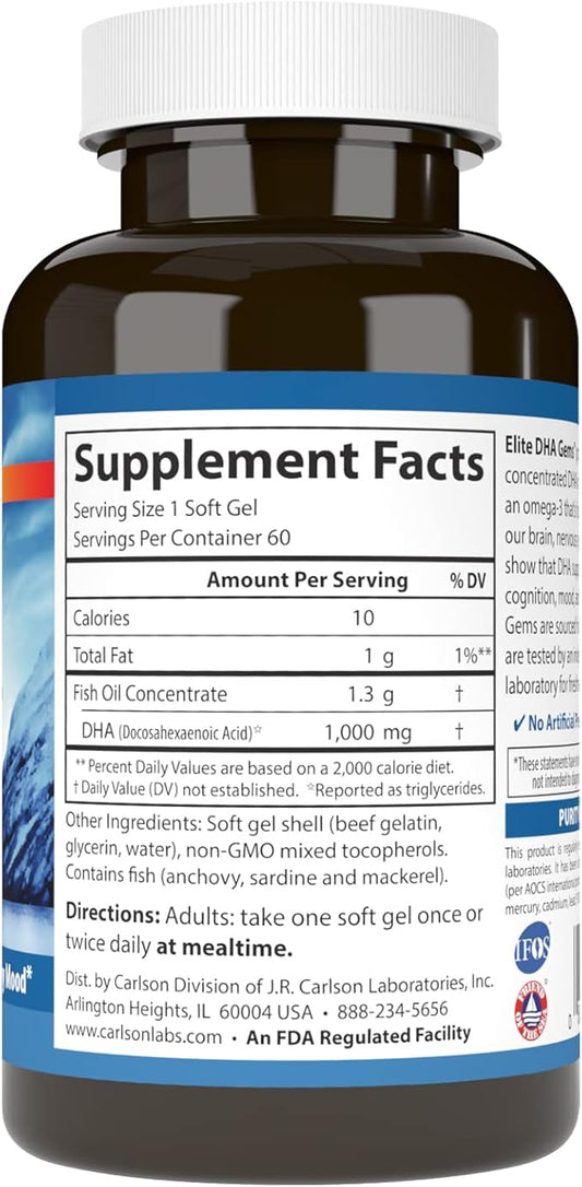 Carlson - Elite DHA Gems, 1000 60 Softgels