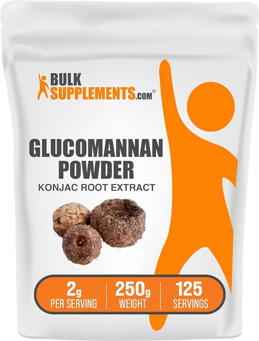 BulkSupplements.com Glucomannan Powder - Konjac Root Extract Powder, Fiber Supplement Powder, Konjac Powder - Gluten Free, 2g per Serving, 250g (8.8 oz) (Pack of 1)