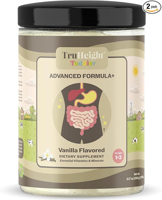 TruHeight Toddler Advanced Formula+ (Vanilla) 16 Vitamins Including C, D, Protein & Iron for 1, 2, 3 Years Old, Pediatric Endorsed Nutritional Drink, Toddler Complete Nutrition 12-36 Months