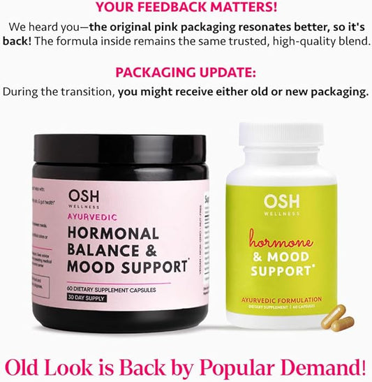 Ayurvedic Hormone Balance for Women | Cortisol Manager | Regulates Estrogen | Ashwagandha, Rhodiola, & Shatavari | Mood, Energy, & Sleep Support | Stress Relief | Made in USA | 60 Ct. - OSH Wellness