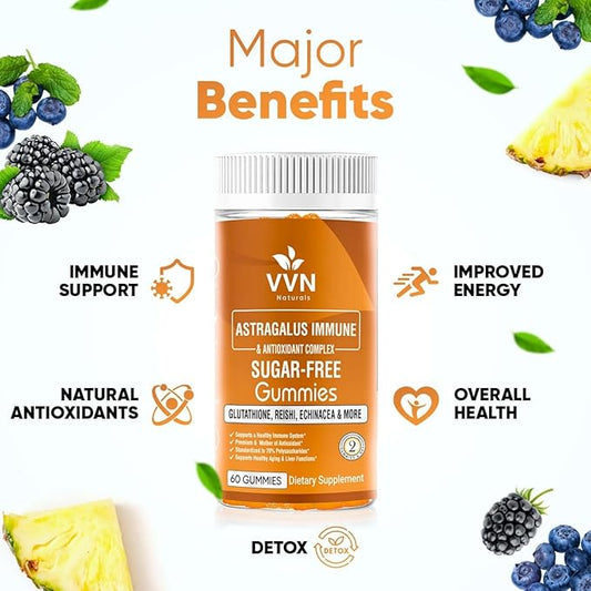 Sugar-Free Extra Strength Immune Support Supplement 2500mg Astragalus 20:1 Extract, 70% Polysaccharides, 60 ct.