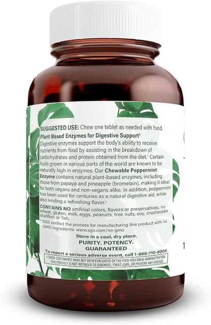 Natural Nutra Chewable Peppermint Digestive Enzyme 100 Tablets