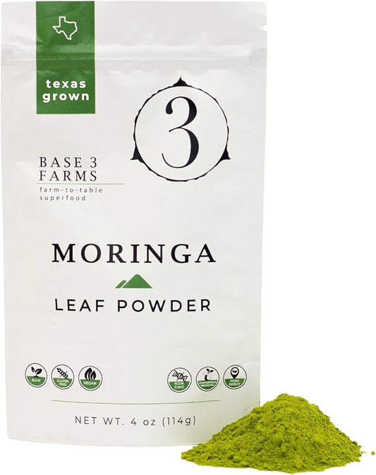 100% USA Organically Grown Moringa Leaf Powder, Premium, Non-GMO, Vegan-Raw, Gluten-Free, Pure Moringa Leaf: Energy, Weight, Recovery, Natural Superfood, Ecofriendly Package (4oz)