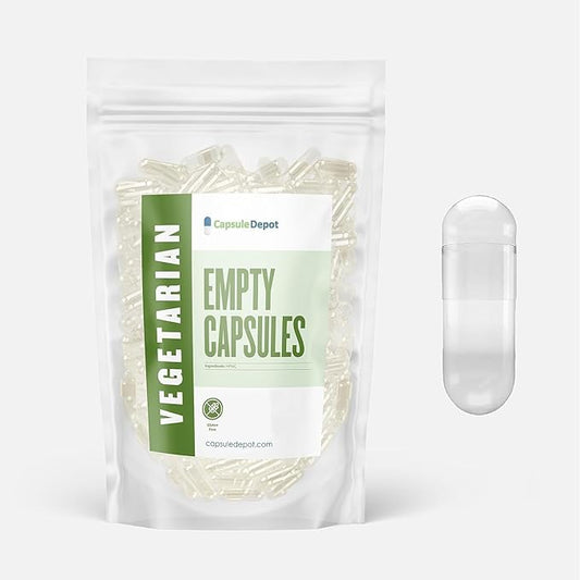 Size 00 Empty Vegetarian Capsules (HPMC) 1,000 Count