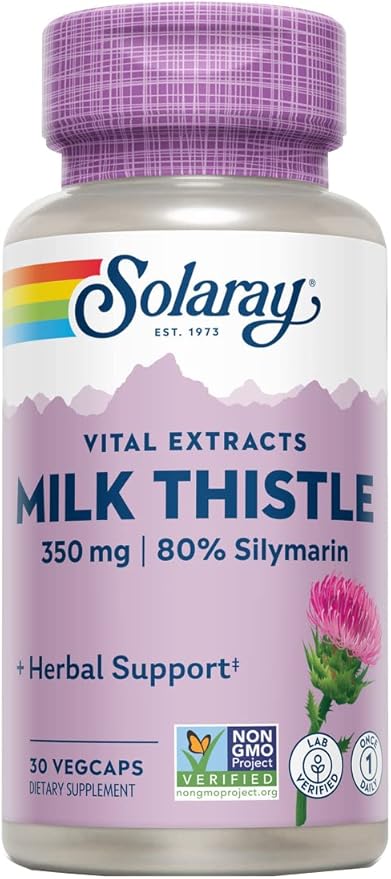 SOLARAY Milk Thistle Seed Extract 350 80% Silymarin, 60 Day 30 Servings, 30 VegCaps