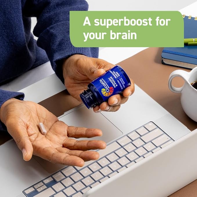 CocoaVia Memory & Focus Brain Supplement, 90 Day, Cocoa Flavanol Blend, Lutein, Added Caffeine for Boost. Improve Cognitive Function, Attention, Vegan & Plant Based, 90 Capsules