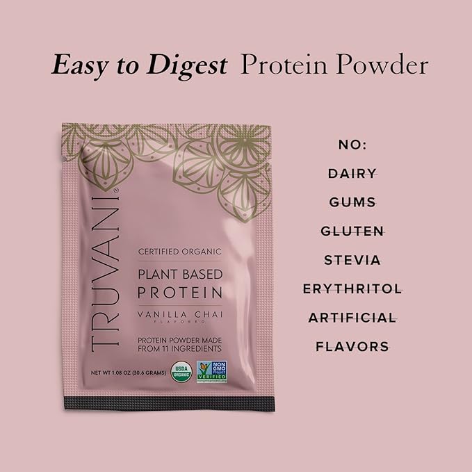 Truvani Vegan Pea Protein Powder 20g Organic 10 Servings